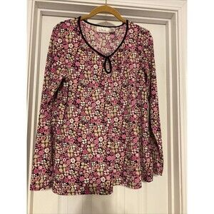 Womens Maternity Announcements Pink Floral Long Sleeve Shirt size M‎